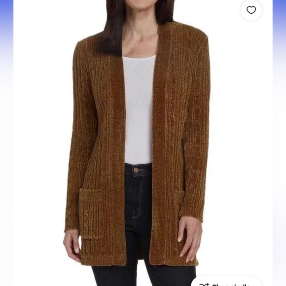 Matty M brown chenille open cardigan size XL autumn fall winter cozy warm casual - Picture 1 of 11